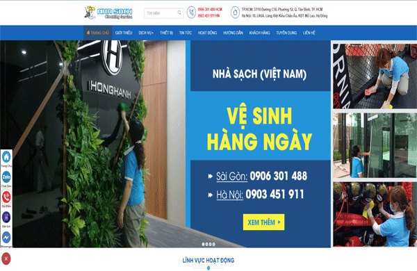 Template website dịch vụ vệ sinh nhà cửa Nhà sạch
